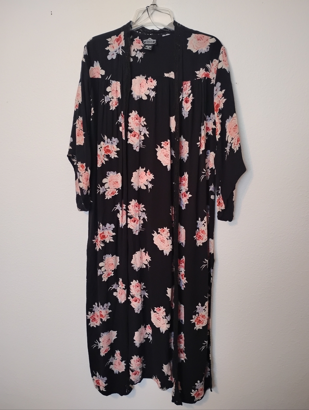 Angie Floral Rayon Cover Up Duster Cardigan